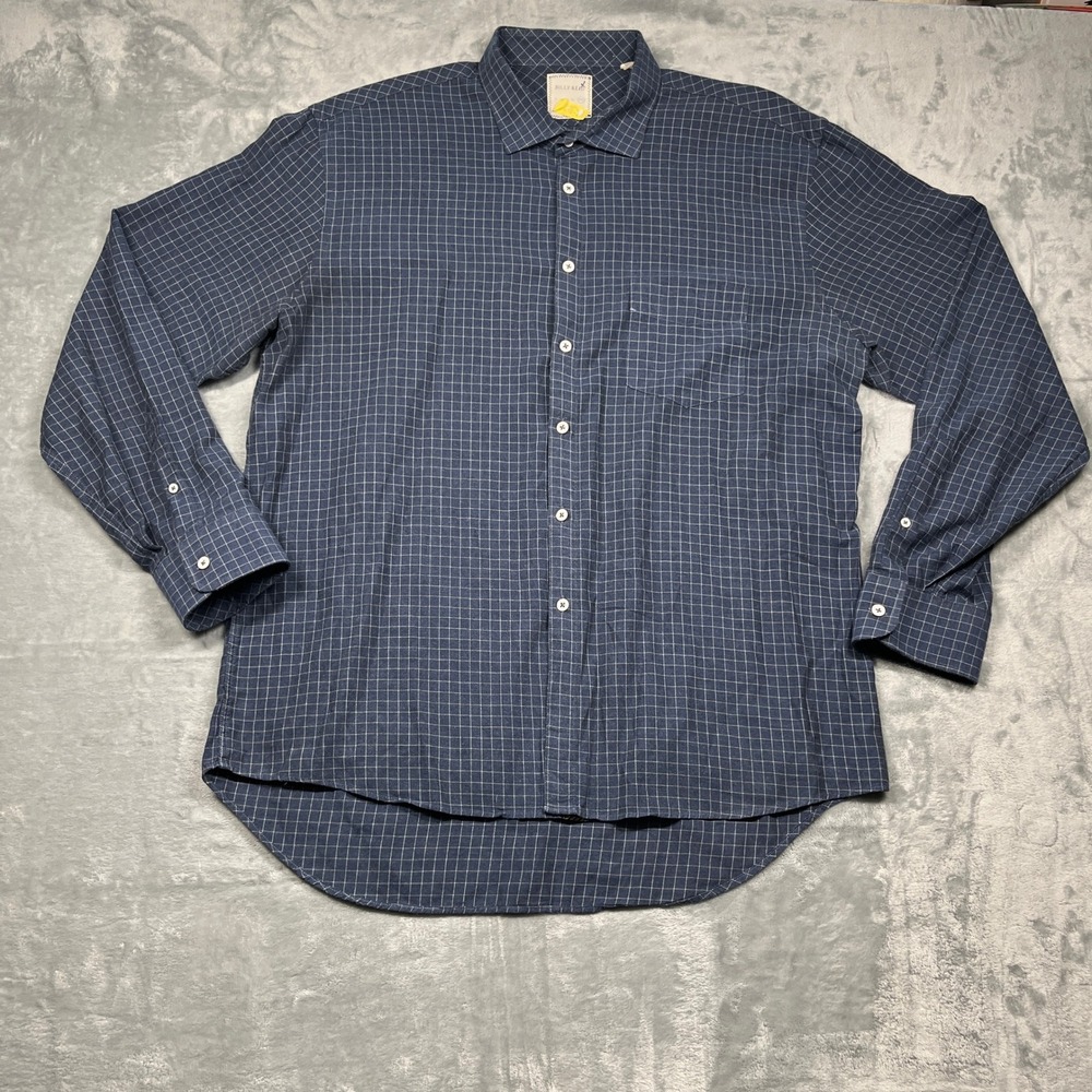 Billy Reid Button Up Shirt Mens XXL Blue Windowpane Grid Long Sleeve